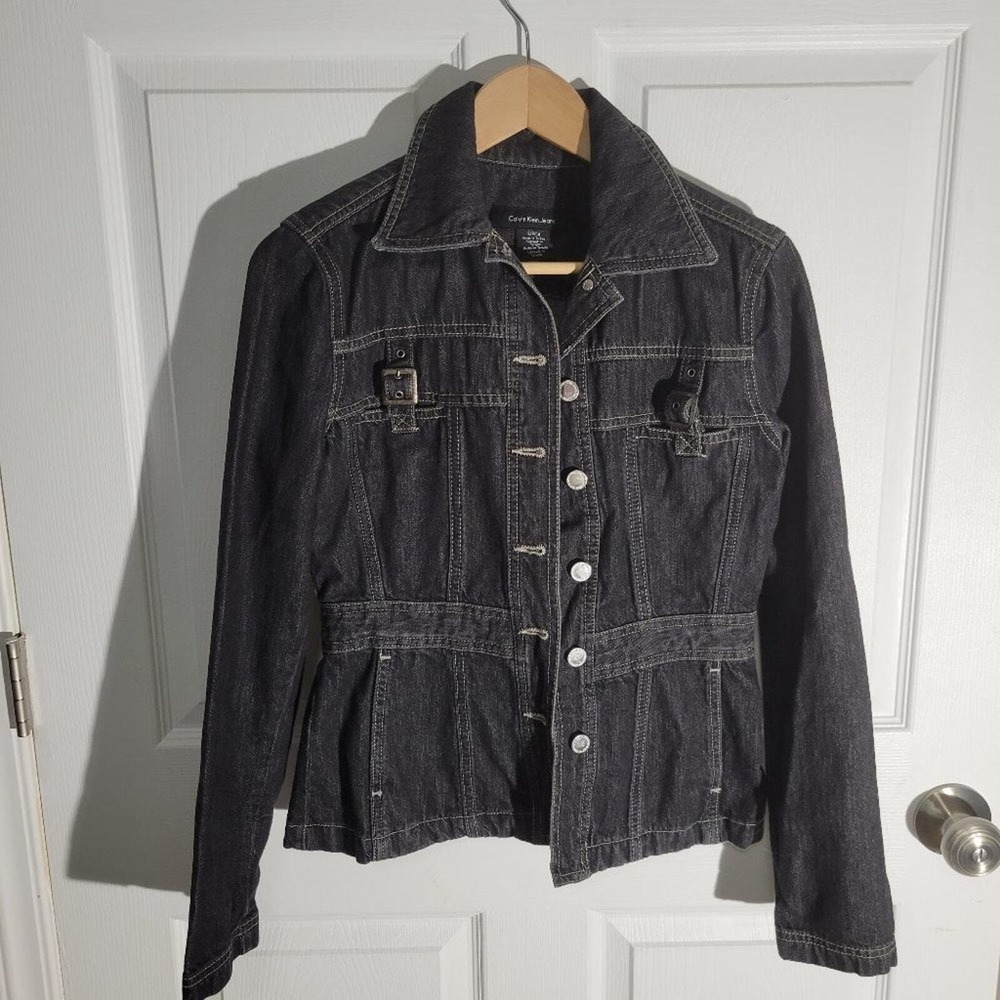 Calvin Klein Jeans Jean Jacket-Dark Denim-Women's SM